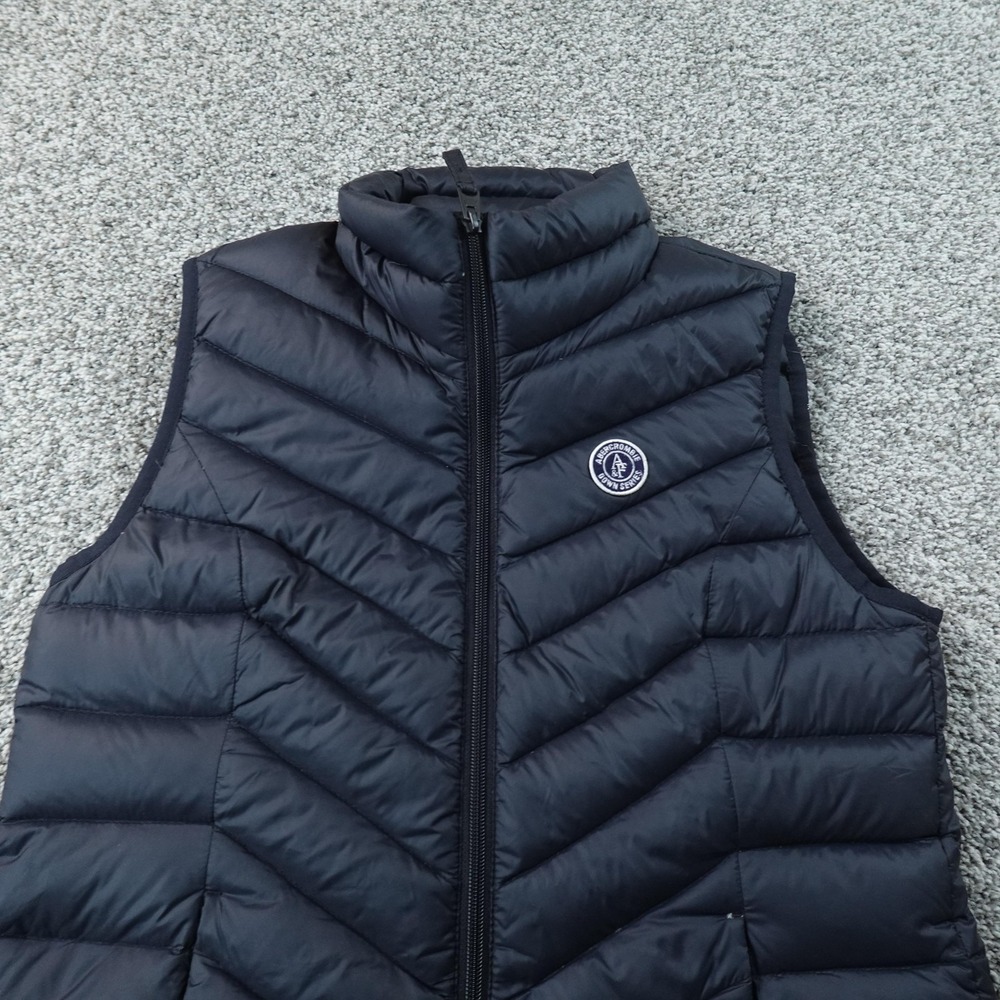 Abercrombie Fitch Vest Mens S Blue Down Insulated Quilted Puffer Full Zip Jacket
